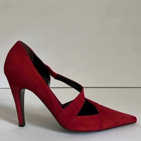 ‎Giovanni Monte Red Suede Heels Size 38.5 - Picture 2 of 13